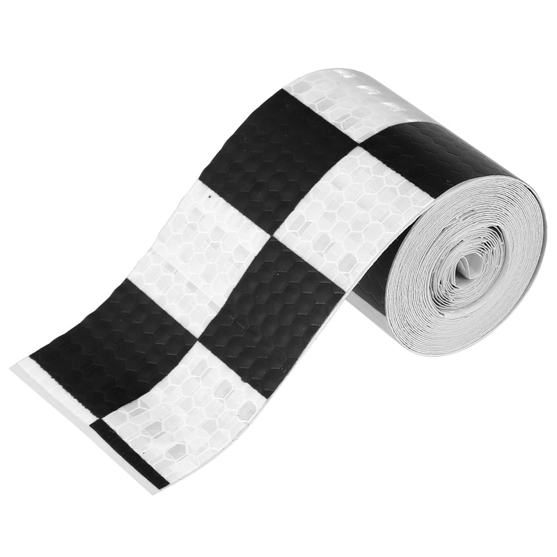 X AUTOHAUX Reflective Black and White Checkered Tape Warning Tape Adhesive Signs Waterproof High Visibility Sticker for Trailer Cars Auto Trucks Trailer 118.11"x1.97"(L x W)