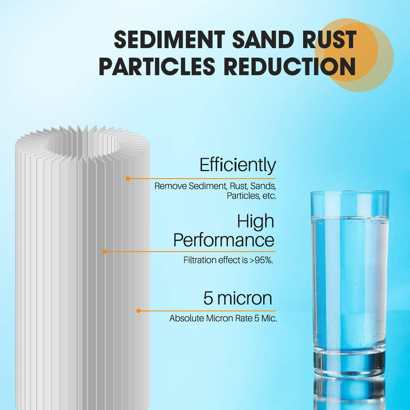 [Australia - AusPower] - PUREPLUS 10" x 4.5" Whole House Pleated Sediment Filter for Well Water, Replacement Cartridge for GE FXHSC, Culligan R50-BBSA, Pentek R50-BB, DuPont WFHDC3001, American Plumber W50PEHD, GXWH40L, 2Pack 2 Count (Pack of 1) 