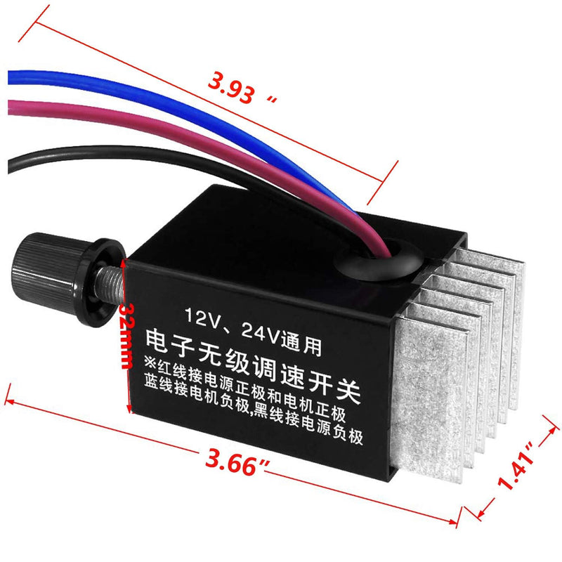 [Australia - AusPower] - DC Motor Speed Controller Universal DC 12V 24V 10A Electronic Stepless Speed Regulator Switch for Car Truck Fan Heater Control 