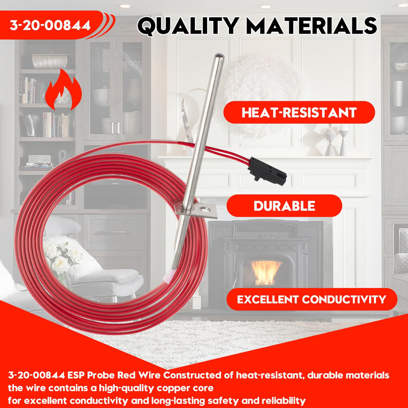 [Australia - AusPower] - 3-20-00844 Red Thermistor Probe fit for Harman Pellet Accentra 52i,ccentra Insert, Absolute 43 63,P35i, P38, P43, P61, P61A, P68,Fit for Heatilator Pellet BA100, BH105, BH60, BIO-120 