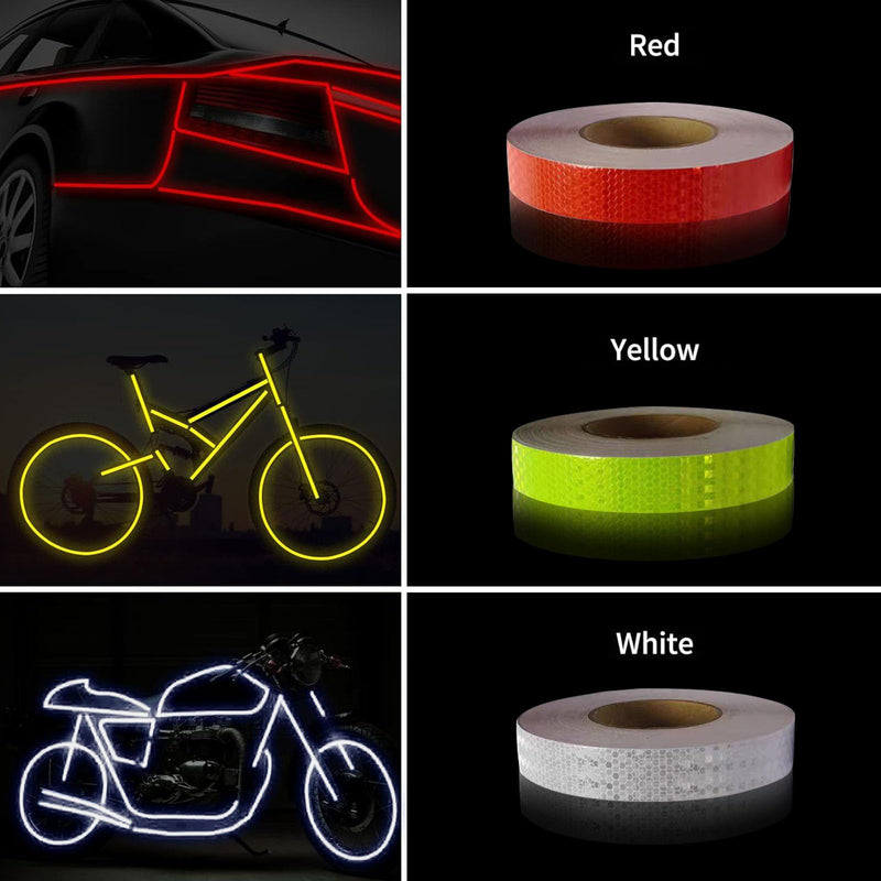 [Australia - AusPower] - 3 Rolls Reflective Tape Reflective Warning Tape Outdoor Waterproof Reflective Tape Nighttime Safety Stickers Trailer Reflective Tape Apparel (1 inch x 30 feet) (Three Colors) 3 