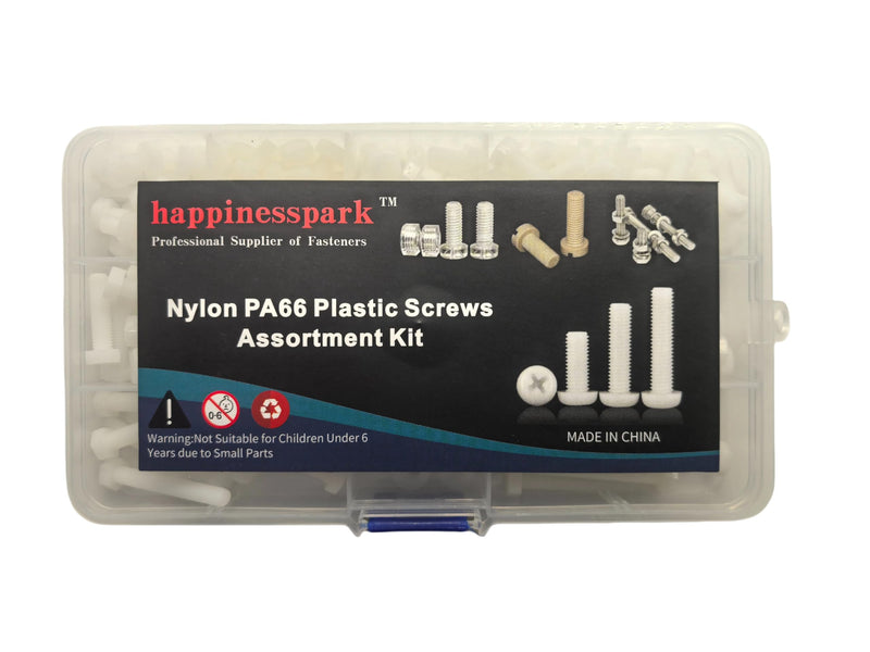 [Australia - AusPower] - Nylon PA66 M5 Plastic White Metric Hex Head Screws Set Assortment Hardware Kit 6-40mm Pack of 185PCS in Plastic Storage Box (Electronics Repair DIY) M5X6-40 
