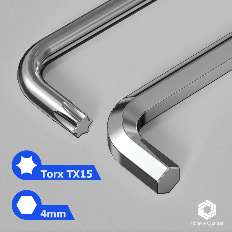 [Australia - AusPower] - Ancable Window Adjustment Tool Set - Curved 4 mm Hexagonal and Torx TX15 for Versatile Adjustment of Window Fittings 