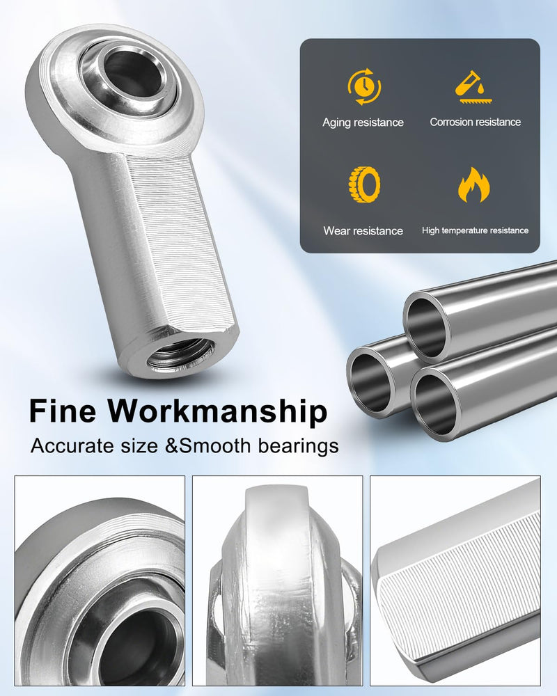 [Australia - AusPower] - CF6 Rod End Bearing Heim Joints Right Hand Female Thread Heim Joint, 3/8 x 3/8-24 Stainless Female Rod End Bearing with Jam Nuts, 4 Pack 
