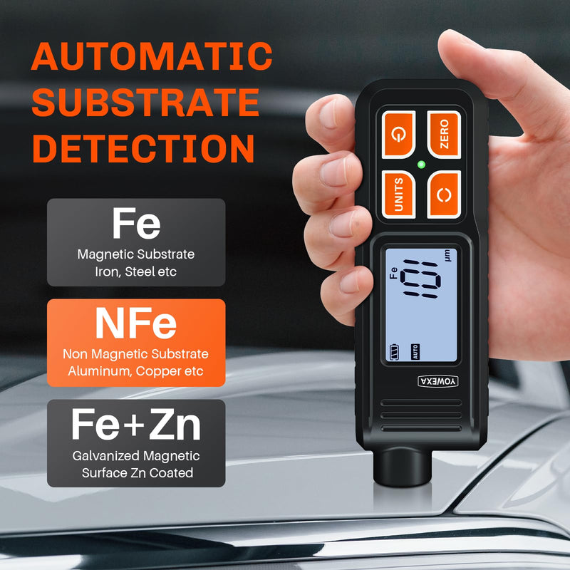[Australia - AusPower] - EC-370A Paint Thickness Gauge for Cars, Digital Car Paint Tester with Auto Fe/NFe/Zn Detection, Portable Mil Coating Thickness Tester for Used Car Buyers, Auto Detailers and Workshops 