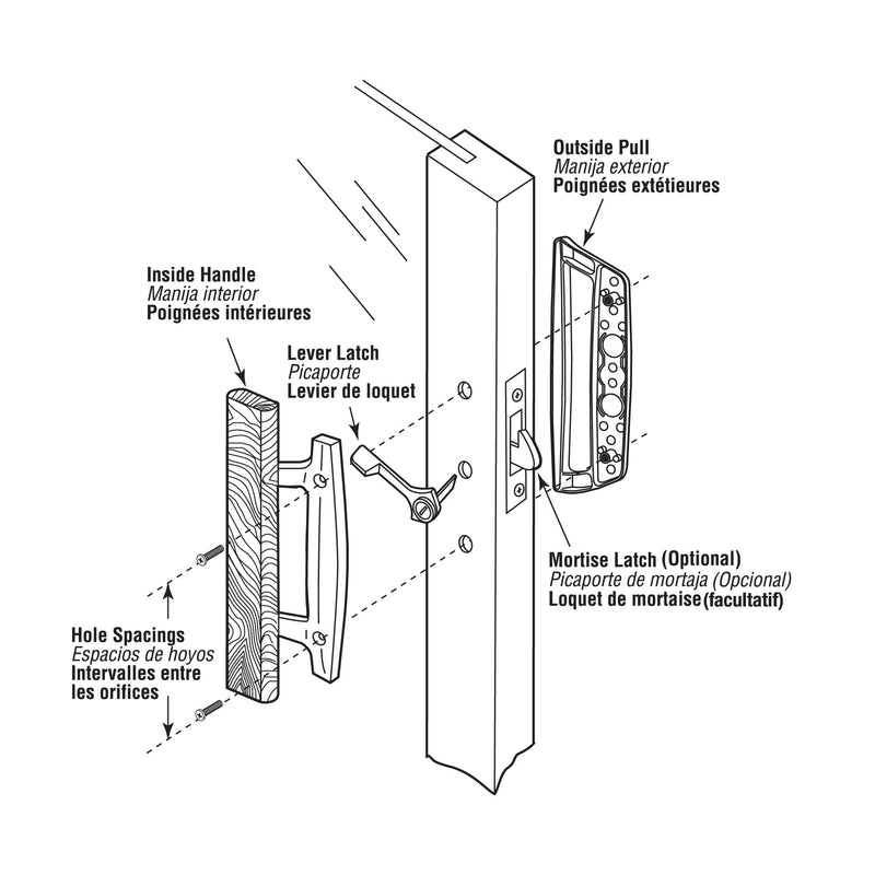 Prime-Line C 1177 Diecast Mortise Style Sliding Door Handle, 1-3/8 Inch Projection, White (1 set)