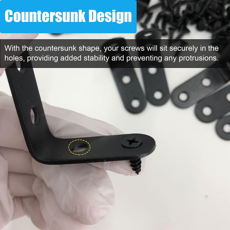 [Australia - AusPower] - 26 PCS Corner Bracket Brace Set Stainless Steel 90-Degree Corner Braces Kit for Wood Furniture Cabinet Chair Black, Kit 26 