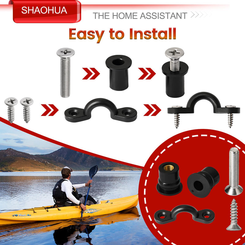 [Australia - AusPower] - 52 Pairs M4 M5 M6 Neoprene Well Nuts and Kayak Pad Eye Kit w/Screw, Kayak Bolts Well Nut Kit for Kayak Motorcycle Boat, Nylon Bungee Deck Loops Tie Down Eye for Securing Elastic Ropes Paddles Nets 