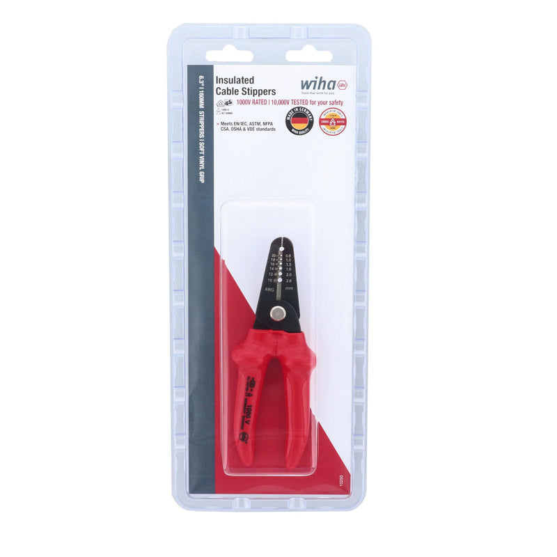 Wiha 10250 Insulated Stripping Pliers, 10–20 AWG, Multi, One Size