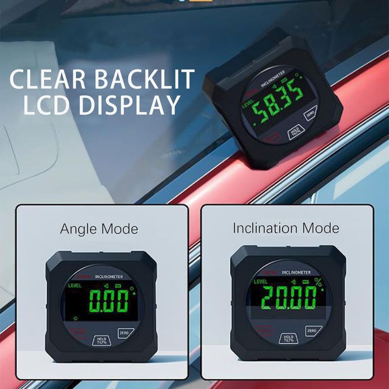 [Australia - AusPower] - RAESHA Digital Angle Finder with Touch Screen – Strong Magnetic Digital Inclinometer with High Accuracy ±0.2°, 4 x 90° Measuring Range, LCD Display, Inclinometer Level Tool with 2 AAA Batteries 