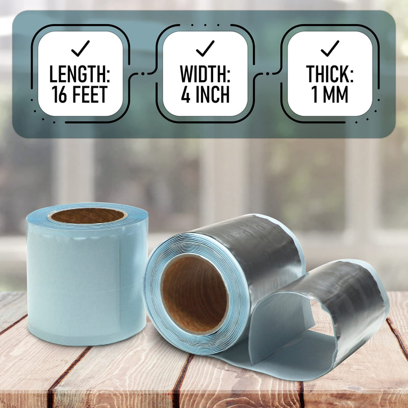 NOON'S UP Super Butyl Tape 16 Feet (Length) / 4 Inch (Width) / 1mm (Thickness) - Butyl sealant Tape, RV, Leak Proof for RV Repair, Pipe, Concrete, Steel Surface (Pack of 1)
