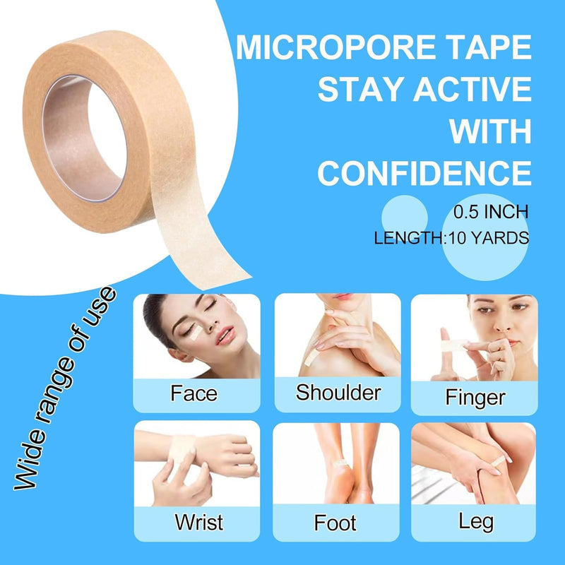 [Australia - AusPower] - 8 Rolls Nose Tape for Rhinoplasty Shaping, Micropore Tape, Paper Tape Medical, Flexible Surgical Bandages, Self Adhesive First Aid Bandages for Wound Injuries Swelling (0.5 in x 10 Yd) Beige 0.5 in x 10 Yd 