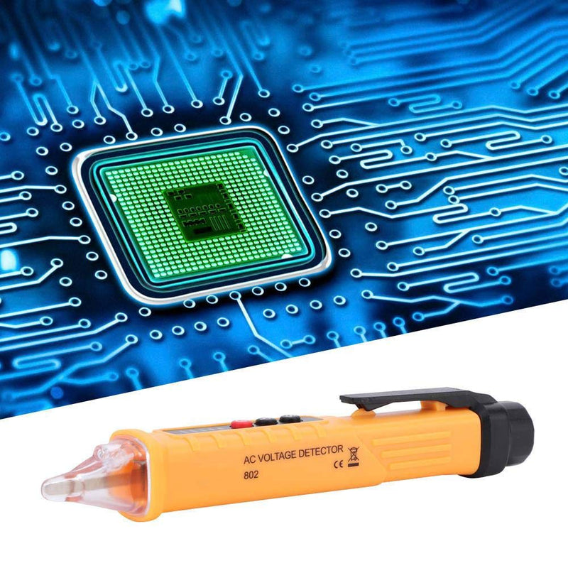 [Australia - AusPower] - Oumefar 802 Test Pencil Electric Voltage Detector Tester Pen 48-1000V/12-1000V Electricity Detect Pen with LED Flashlight(Yellow) 