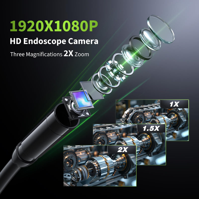 [Australia - AusPower] - Endoscope Camera with Light, 4.3" Inspection Camera, 1920P HD Borescope Camera with 8 LED Lights, IP67 Waterproof Snake Sewer Camera, 16.4FT Semi-Rigid Cord Drain Pipe Camera Cool Gadgets Tool green 
