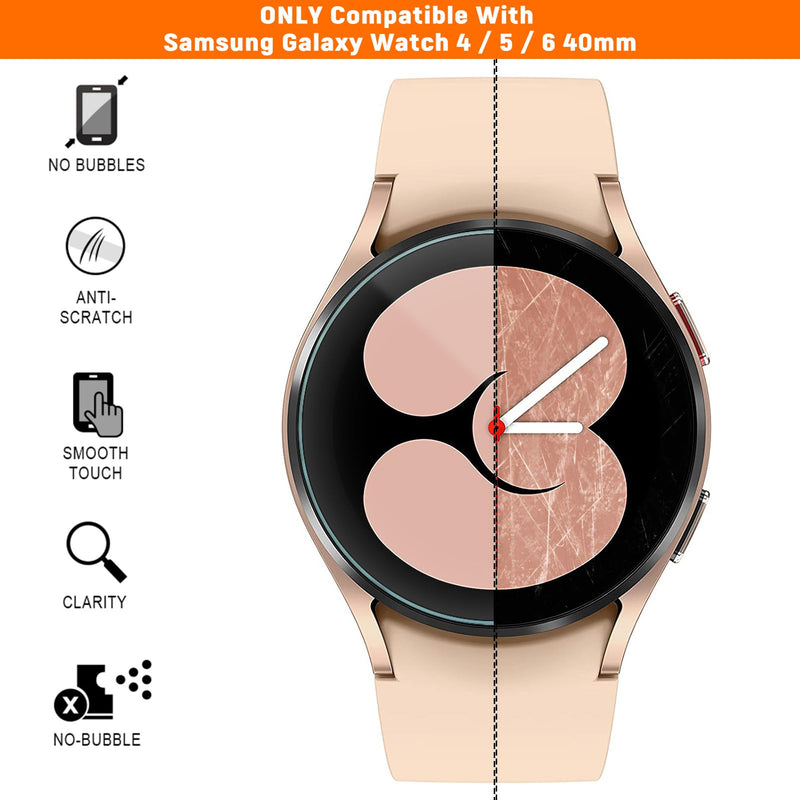 [Australia - AusPower] - [4 Pack Galaxy Watch 6 40mm Screen Protector & Galaxy Watch 5 40mm/ Watch 4 40mm Screen Protector,Tempered Glass Protectors Accessories for Samsung Watch 6/5/4 40mm (NOT for Others Models) 