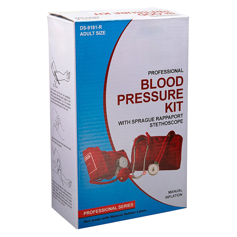 [Australia - AusPower] - NOVAMEDIC Professional Aneroid Sphygmomanometer Blood Pressure Machine and Stethoscope Set, Universal Adult Size Cuff Arm 8.7-16.5", Manual Emergency BP Monitor Kit with Carrying Case, Red 