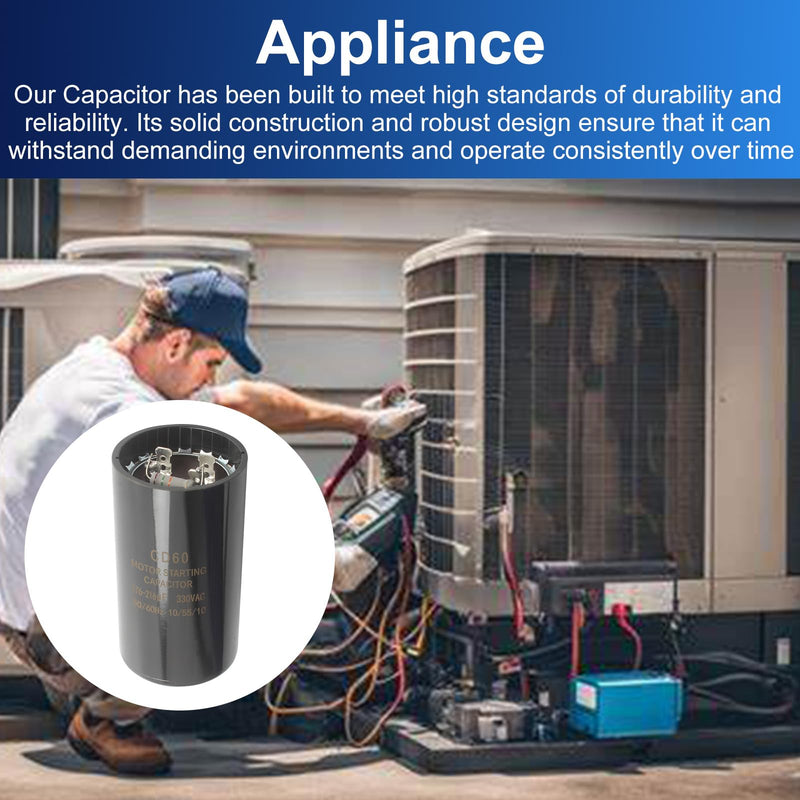 2025 Upgrade CPT00320 Capacitor Dual Run Circular Start with Resistance Wire for Trane 176-216 MFD uF 330 Volt Capacitor, Specific Fit for American Standard Units, Heat Pump and HVAC Systems
