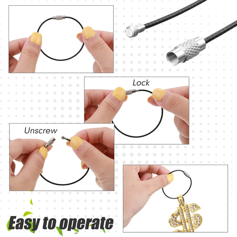Tuanse 200 Pcs Wire Keychain Cable Stainless Steel Wire Ring Cable Heavy Duty Luggage Tags Loops Tag Keepers 2mm Twist Barrel(5.91 Inch Long) 5.91 Inches Long