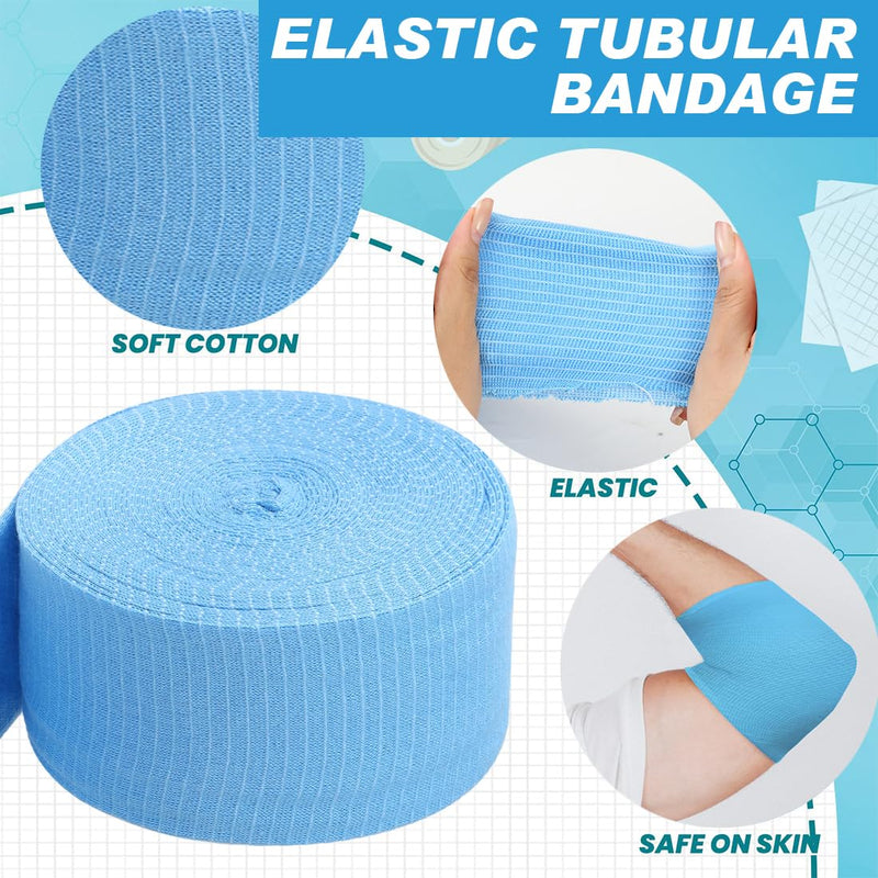 [Australia - AusPower] - Tubular Bandage Cotton Support Size D Elasticated Stockinette, Washable Elastic Compression Bandages for Arm, Knees, Legs(3’’X8.75yd) 