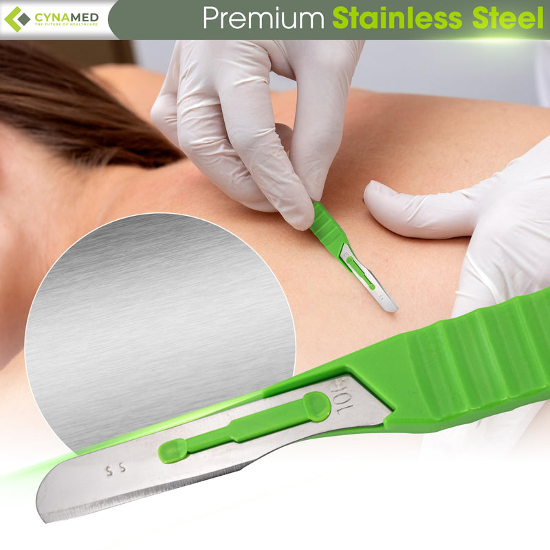 [Australia - AusPower] - Dermaplaning Blades with Plastic Handle No.10R – Stainless Steel Exfoliating Butter Blades for Smooth Skin – Single-Use, Sterile & Professional-Grade for Facial Hair Removal & Skincare 