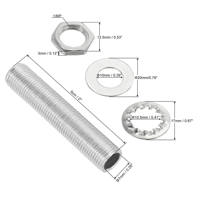 MECCANIXITY 2" Lamp Pipe Kit with Lock Nuts Washers 1/8IP Thread Fasteners Assortment for Chandelier Ceiling Light Repair Assembly DIY Hardware, Pack of 35 2"