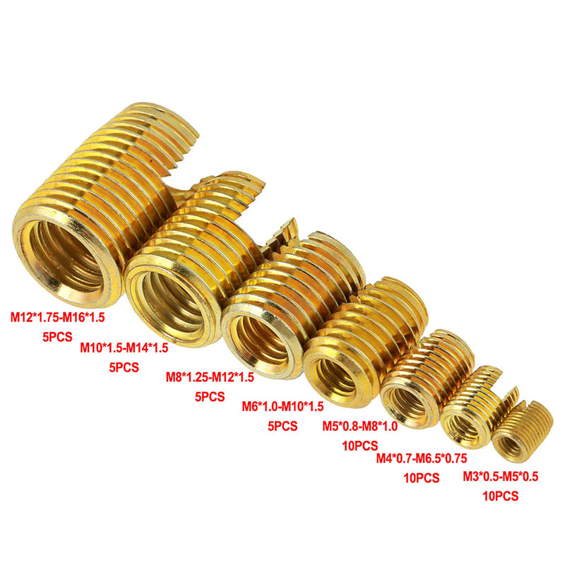 [Australia - AusPower] - 50PCS Self Threaded Inserts, Thread Repair Kit, Repair Tool, Tapping Thread Slotted for Metal Plastic Wood 