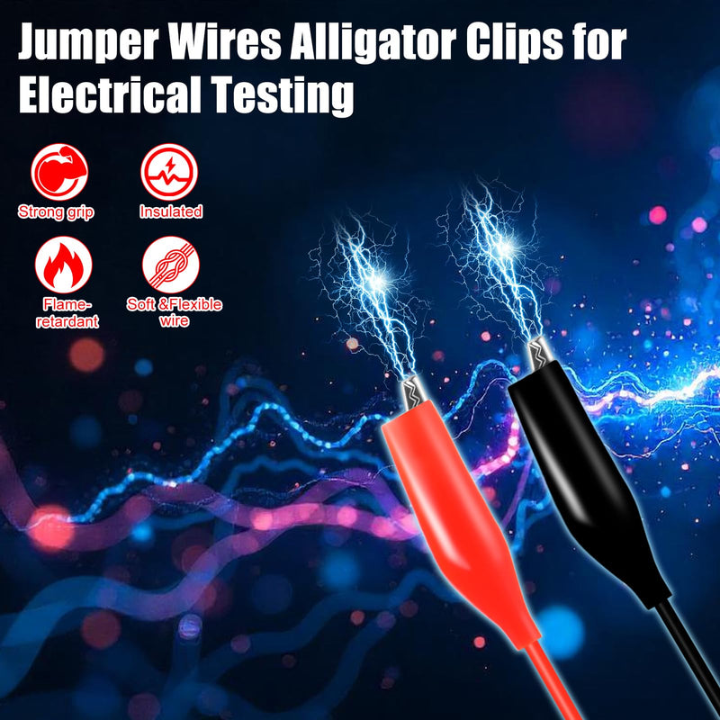 [Australia - AusPower] - Kingdder 100pcs Alligator Clips Test Leads Dual Ended Crocodile Clips Jumper Wires -22awg Pure Copper Wire, 5 Color Coded, for DIY School Experiments, Multimeter, Electronics Repair, Circuit Testing 