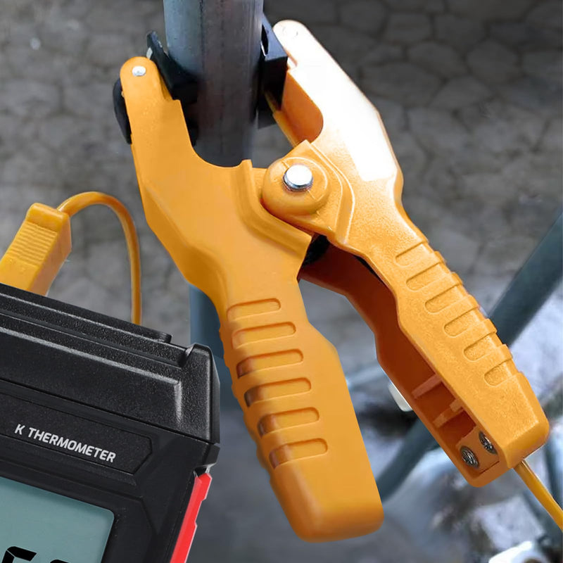 [Australia - AusPower] - Digital K Type Thermometer, Thermocouple Thermometer Single Channel Thermocouple Tester(-328~2501℉) with 1 Temperature Clamp and 1 Thermocouple Probes LCD Display for K Type 