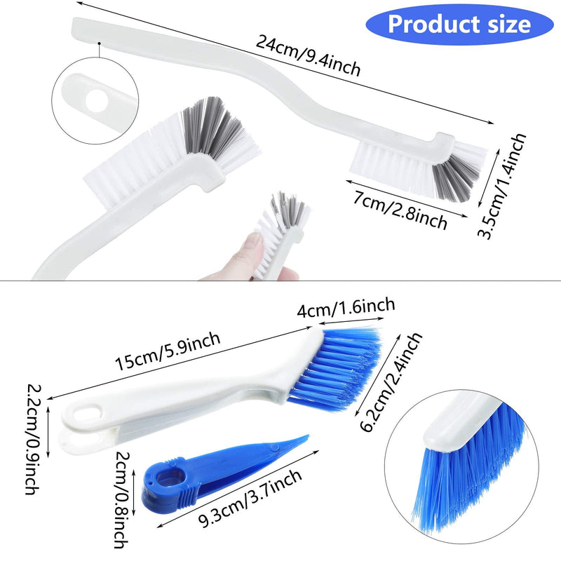 [Australia - AusPower] - Patelai 4 Pieces Cleaning Brush Sets Small Scrub Brush Household Use for Cleaning Bottle Sink Kitchen Sink Corner Dish Edge Grout Bathroom Sliding Door Window Track(White, Blue) White, Blue 