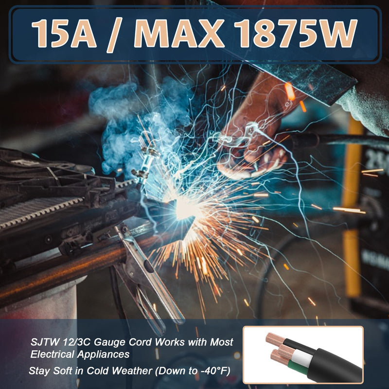 [Australia - AusPower] - EP 3 Ft Extension Cord - 12/3 SJTW Heavy Duty Black Extension Cable with 3 Prong Grounded Plug - Power Cord for Lawn, Garden, Appliances 3ft 