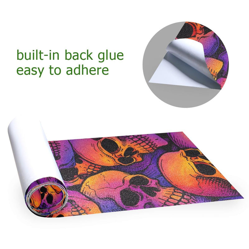 Skull Puttern Skateboard Grip Tape Sheet Scooter Deck Sand Paper 9" x 33" Skull