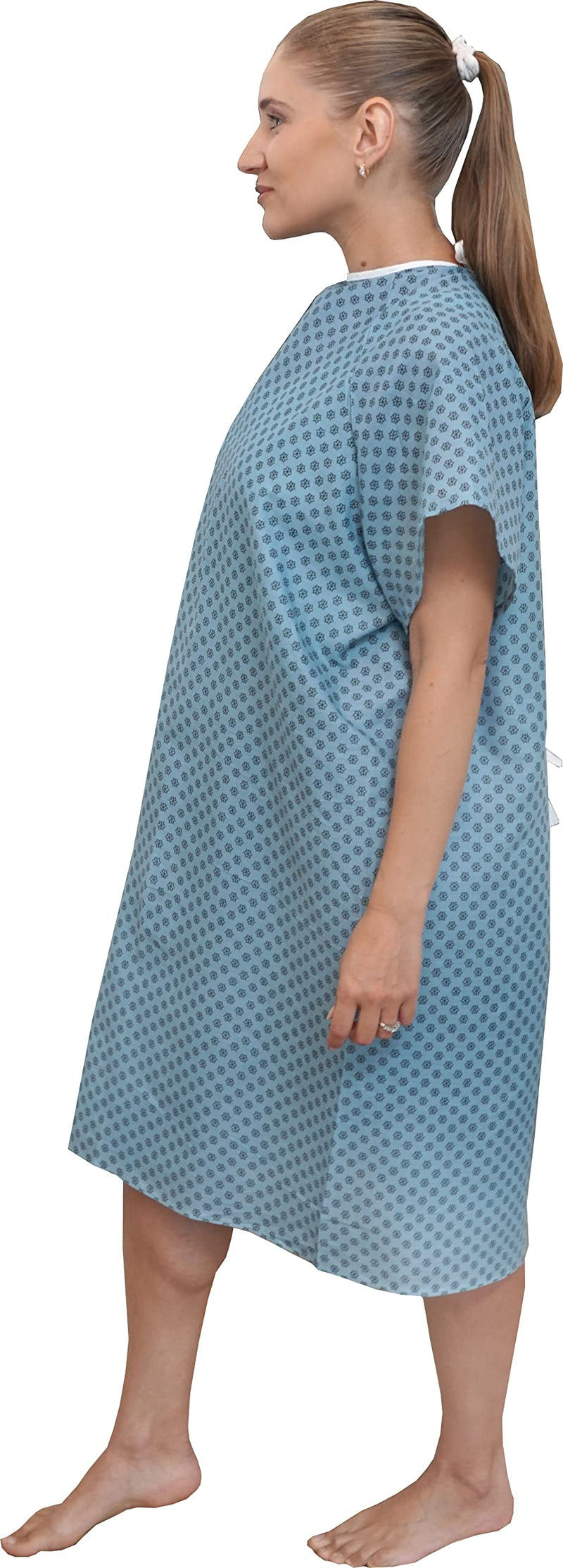 [Australia - AusPower] - 3 Pack - Blue Hospital Gown with Back Tie/Hospital Patient Gown with Ties - One Size Fits All 