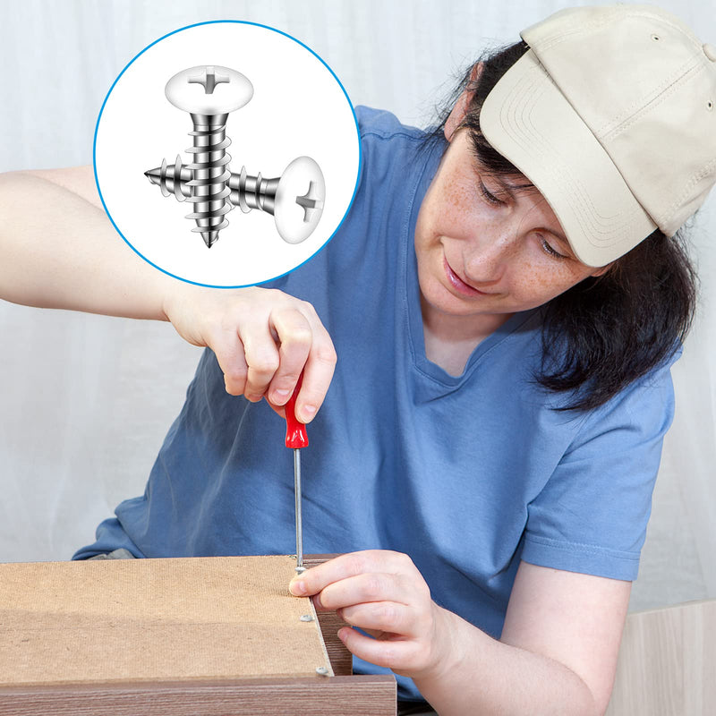 [Australia - AusPower] - 100 Pcs #8 White Pan Head Screw White Sheet Metal Screw Self Tapping Stainless Steel Wood to Metal Screws for Wall Plates Switches Covers Replacement, 5 Sizes 100 