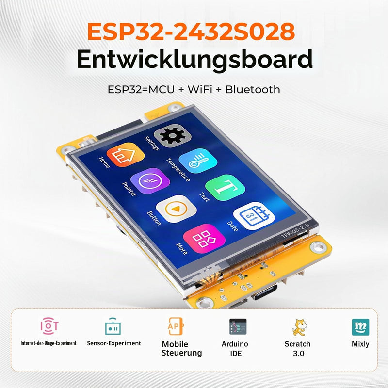 ESP32 Display, 2.8 Inch ESP32 Display ESP32-2432S028R Resistive Touchscreen 240 x 320 TFT LCD Display Module, ESP32 Development Board with WiFi Bluetooth, for Arduino IDE (Pack of 2)