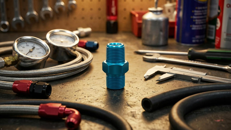 PrecisionGeek Aluminum 1/8 NPT to 1/8 NPT Male to Male Adapter/Coupling Plug, Anodized - 1 Piece (Blue) Blue