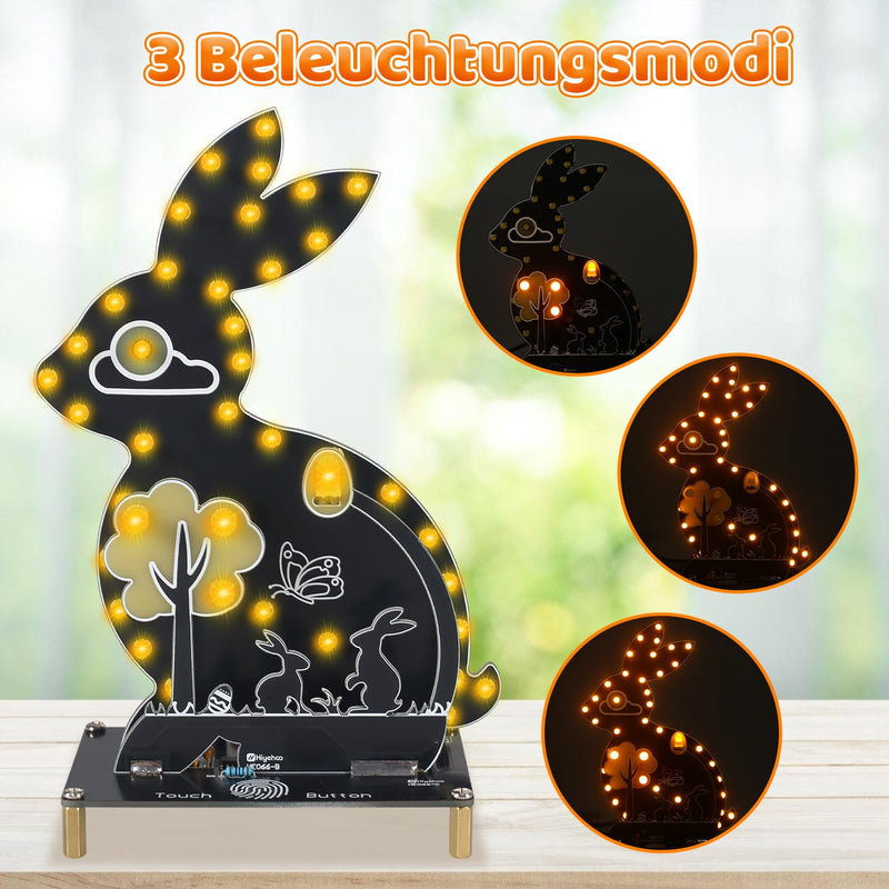[Australia - AusPower] - ICrduioo Soldering Kit, Rabbit LED Light Soldering Exercise Kit, DIY Creative Electronic Kits, Teaching and Learning Training, DIY Soldering Project LED Lamps Kit with Touch Control, for Mint Fans 