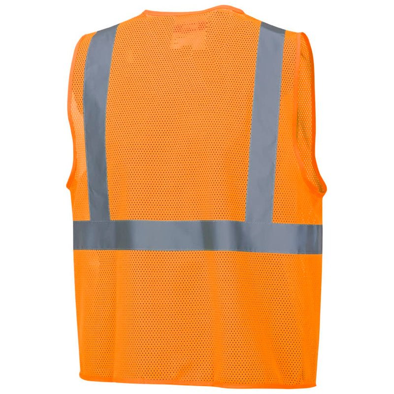 Pioneer Hi Vis Mesh Safety Vest - For Traffic & Public Workers - Cool & Lightweight - Class 2 - Reflective Tape - Orange
