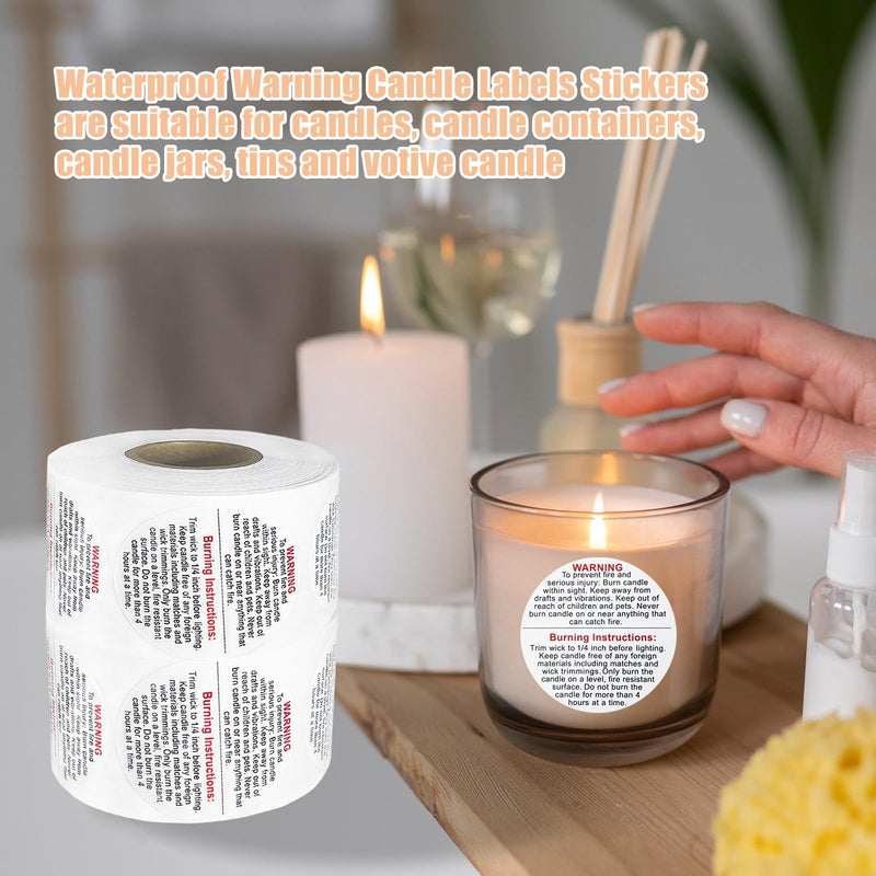 3000 Pcs Candle Warning Labels 1.5 Inch Candle Jar Container Safety Labels Warning Sticker for Candle Jars, DIY Candle Making Supplies 3000