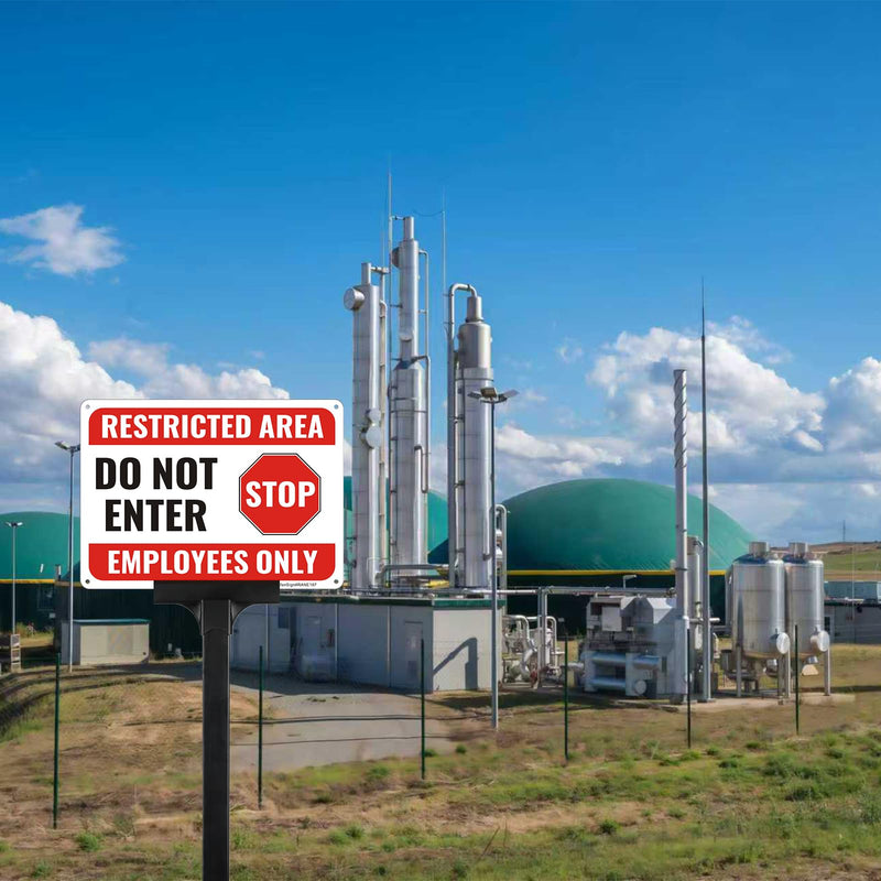 (4 Pack) Restricted Area Sign, Do Not Enter Employees Only Sign, 10"x7" Restricted Area Employees Only Signs, Rust Free Reflective Aluminum, Weather Resistant, UV Protected, Easy to Install