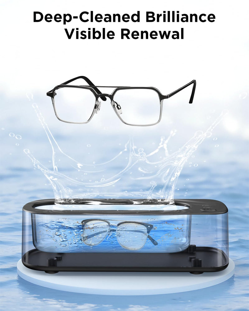 Ultrasonic Jewelry Cleaner Machine: 48KHz Ultra Sonic Cleaner for Jewelry,Eyeglass,Rings,Watch Band,Dentures,with Dual Cleaning Modes,350ML 304 Stainless Steel Tank,Gift for Wife,Mom,Daughter Black
