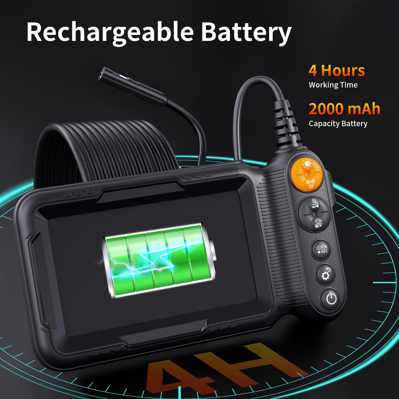 [Australia - AusPower] - Borecope with Light 5M, 5in Dual Lens Endoscope Camera with Light, Digital Inspection Camera, 7.9mm IP67 Waterproof Endoscope, 5M/16.4FT Semi-Rigid for Car Wall Plumbing-6PCS ACCS 5in Dual-Lens 16.4ft 