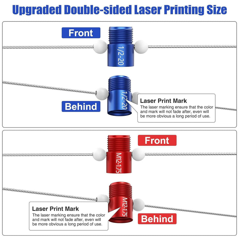 [Australia - AusPower] - VOBOR Screw & Nut Thread Tester, 26 Pieces Internal/Male Thread Measuring Tool for Inch & Metric Sizes, 14 Imperial + 12 Metric Threads, Precise Inspection Tool 