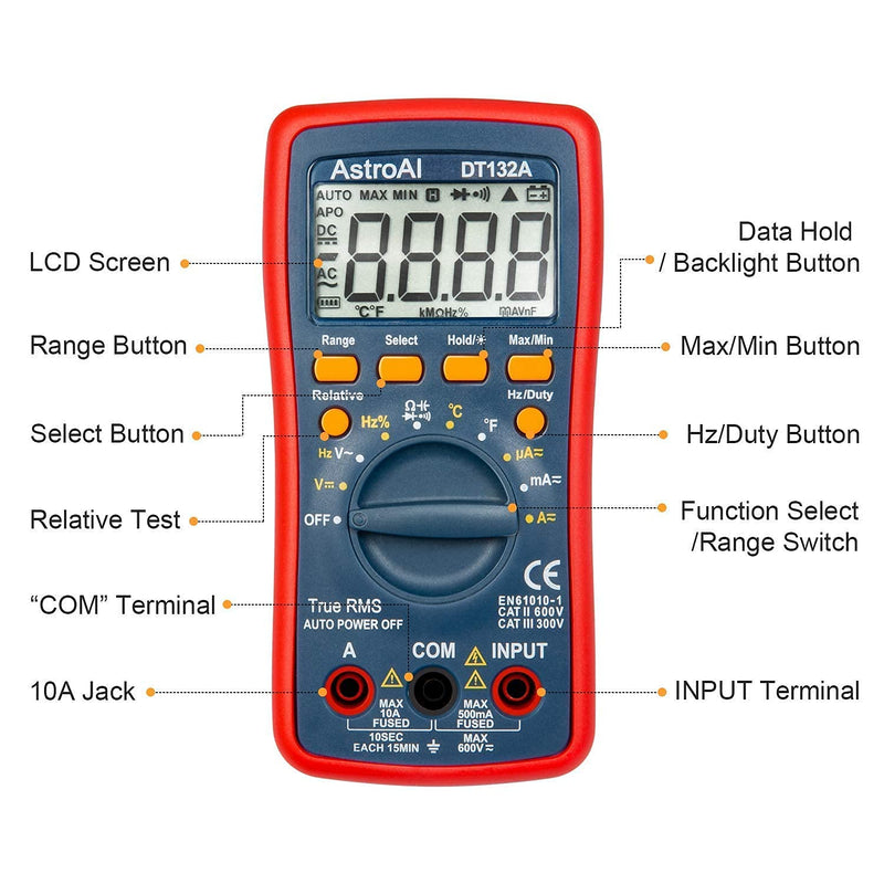 [Australia - AusPower] - AstroAI Digital Multimeter & Test Leads Bundle 