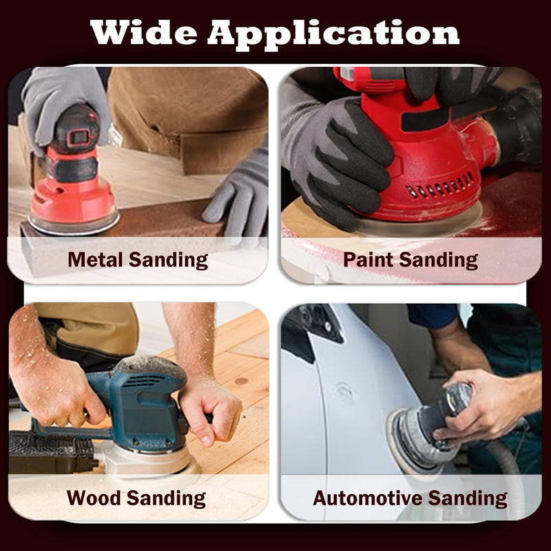 Pack of 110 Sandpaper 125 mm, Sanding Discs 125 mm 8 Holes Round (18 x P40/60/80/100/120, 10 x P180/240 Grit), Sanding Sheets for Random Orbital Sanders (Abrasion-Resistant, Does Not Release Grains)