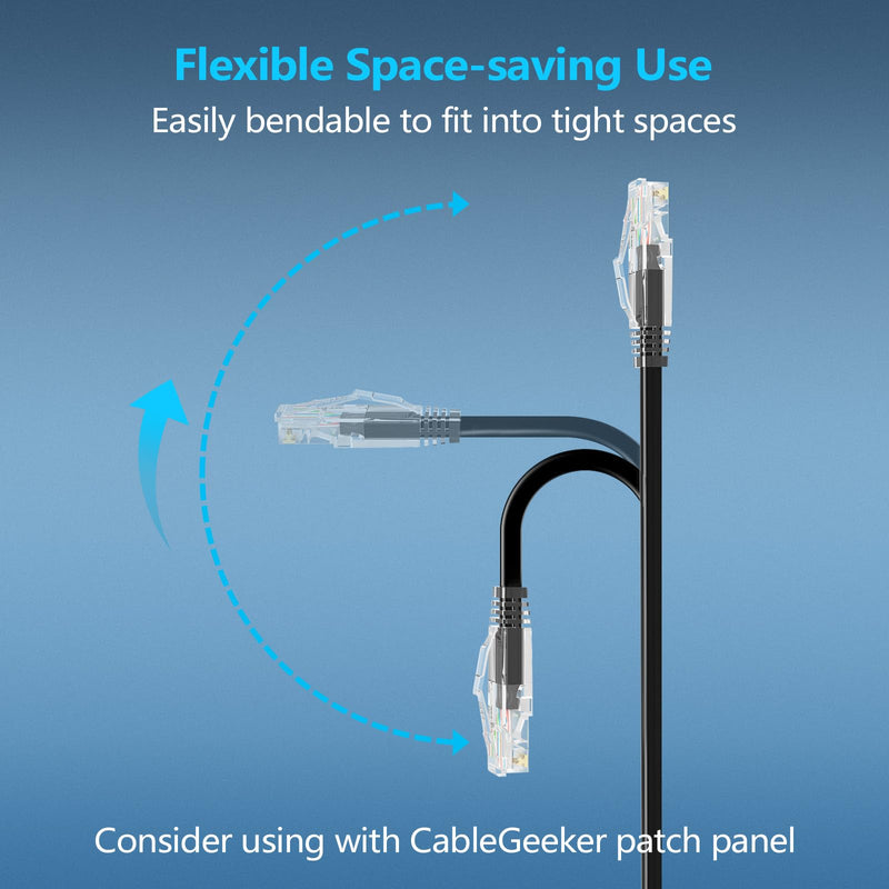 CableGeeker Patch Cables Cat6a 10ft (12 Pack) Slim, Cat6 Ethernet Patch Cable 10G Support, Snagless RJ45 Cat 6 Patch Cable for Patch Panel to Switch, Flexible Network Cable - 10 Feet Black 12 Pack Black-Slim