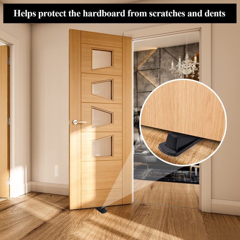 [Australia - AusPower] - 4 Pack Door Stoppers for Bottom of Door, Door Stops, Rubber Door Stopper Wedge, Sturdy Stackable Door Stops for Floor Black 4Pack 
