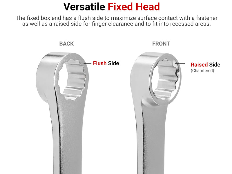 TEKTON 7/8 Inch Long Fixed/Flex Head Ratcheting Box End Wrench | WRB35322