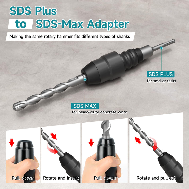 SDS-Plus to SDS-Max Hammer Drill Adapter 8-1/4" Long Black Alloy Steel Adapter