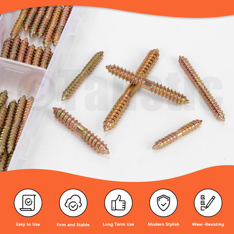 [Australia - AusPower] - Tanstic 80Pcs M6 M8 Hanger Bolts Double Ended Bolts Self-Tapping Screw Wood Dowel Screw for Wood Furniture(Color Zinc) M6, M8 Gold 