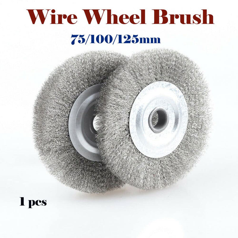 [Australia - AusPower] - Steel Wire Wheel Brush, 75 x 13mm Wheel Wire Brush, Rotating Round Wire Brush for Cleaning Rust, Stripping and Grinding 